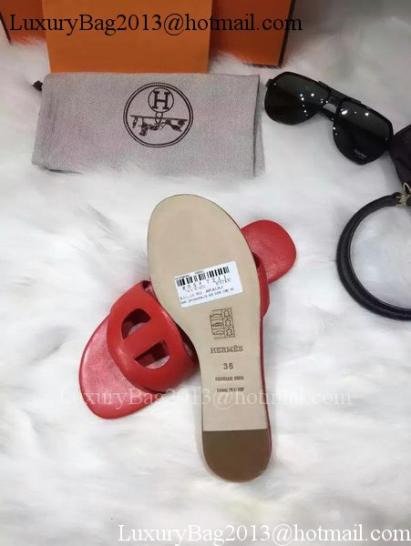 Hermes Slippers Leather HO675 Red