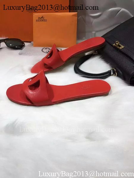 Hermes Slippers Leather HO675 Red