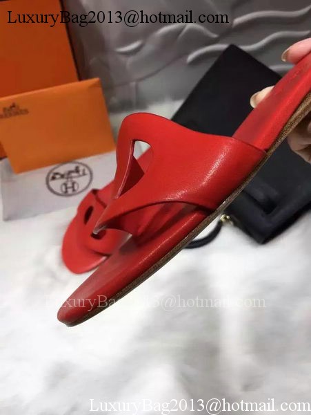 Hermes Slippers Leather HO675 Red