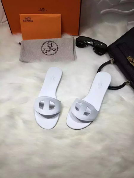 Hermes Slippers Leather HO675 White