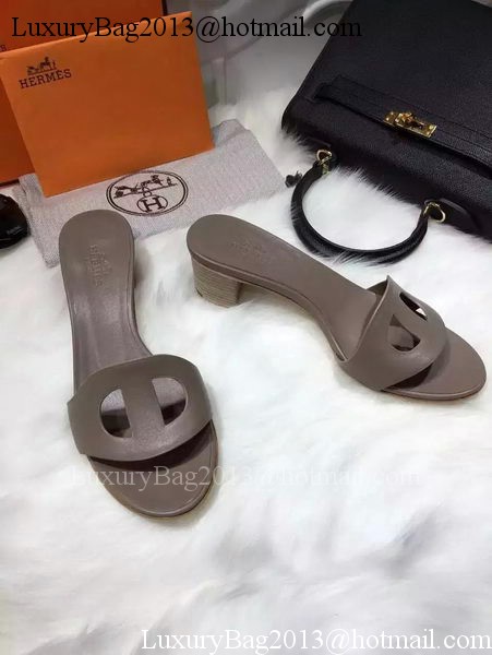 Hermes Slippers Leather HO681 Grey