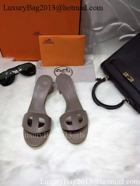 Hermes Slippers Leather HO681 Grey