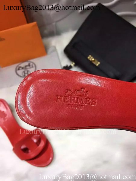 Hermes Slippers Leather HO681 Red