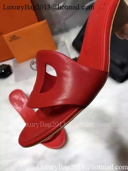 Hermes Slippers Leather HO681 Red