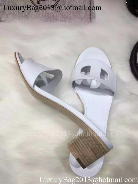 Hermes Slippers Leather HO681 White