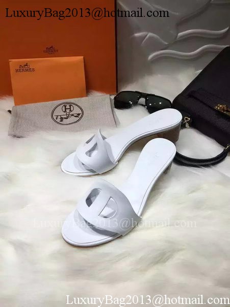 Hermes Slippers Leather HO681 White