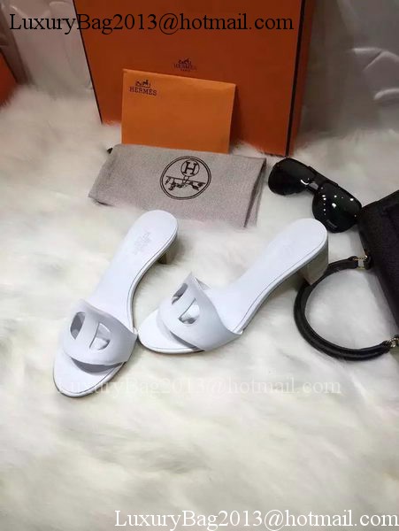 Hermes Slippers Leather HO681 White