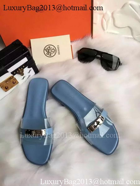 Hermes Slippers Leather HO687 Blue