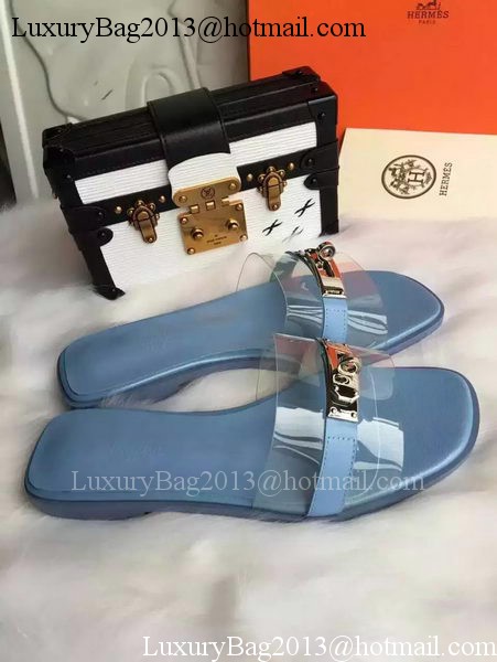 Hermes Slippers Leather HO687 Blue