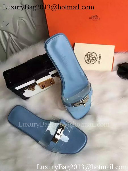 Hermes Slippers Leather HO687 Blue