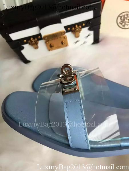 Hermes Slippers Leather HO687 Blue