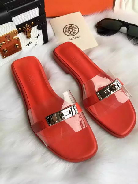 Hermes Slippers Leather HO687 Red