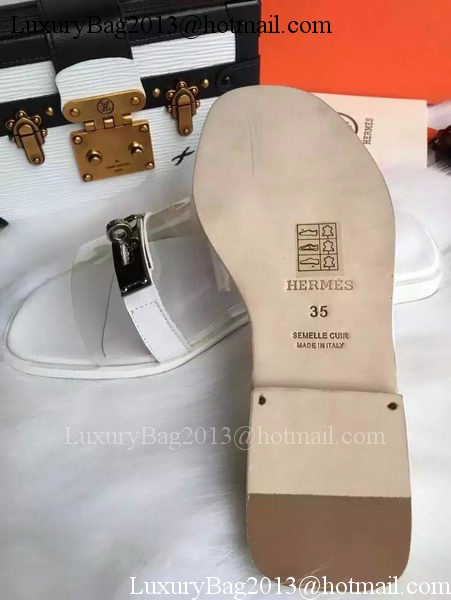 Hermes Slippers Leather HO687 White