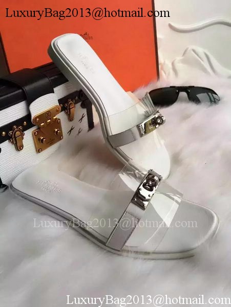 Hermes Slippers Leather HO687 White