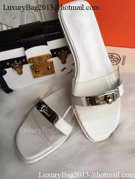 Hermes Slippers Leather HO687 White