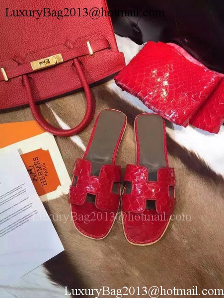 Hermes Slippers Leather HO693 Red