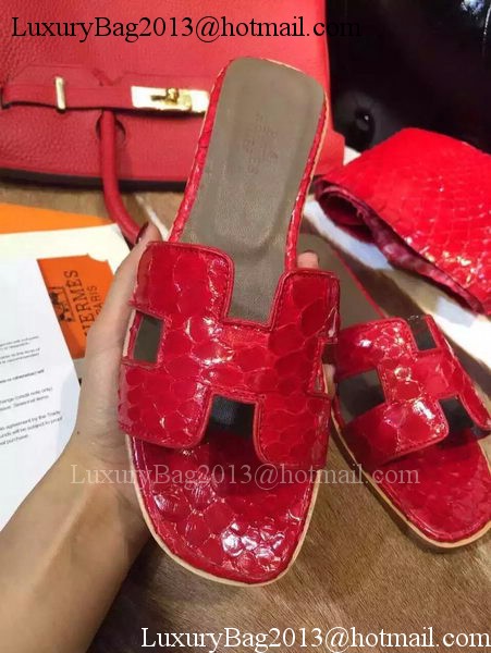 Hermes Slippers Leather HO693 Red