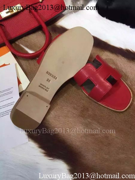 Hermes Slippers Leather HO695 Red