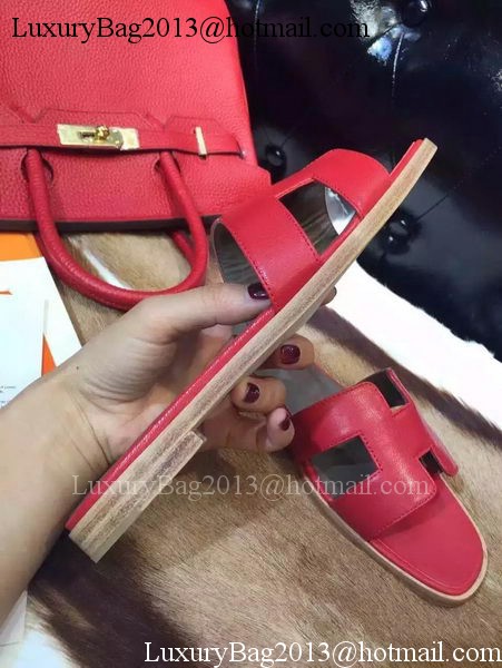 Hermes Slippers Leather HO695 Red