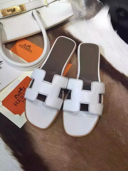 Hermes Slippers Leather HO695 White