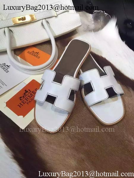 Hermes Slippers Leather HO695 White