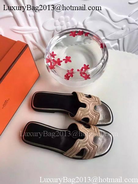 Hermes Slippers Leather HO698 Gold