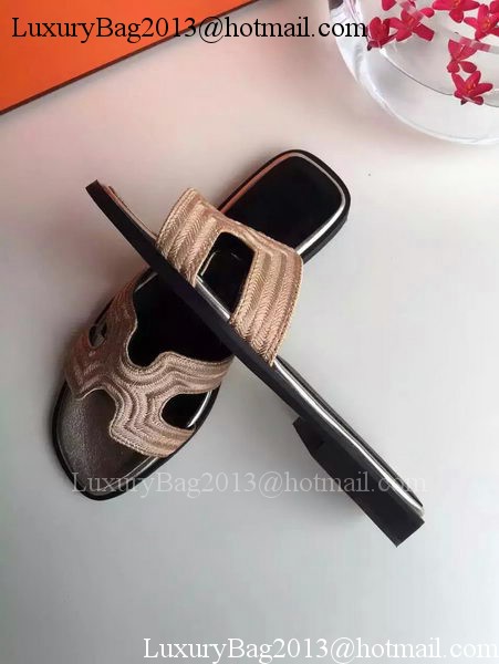 Hermes Slippers Leather HO698 Gold