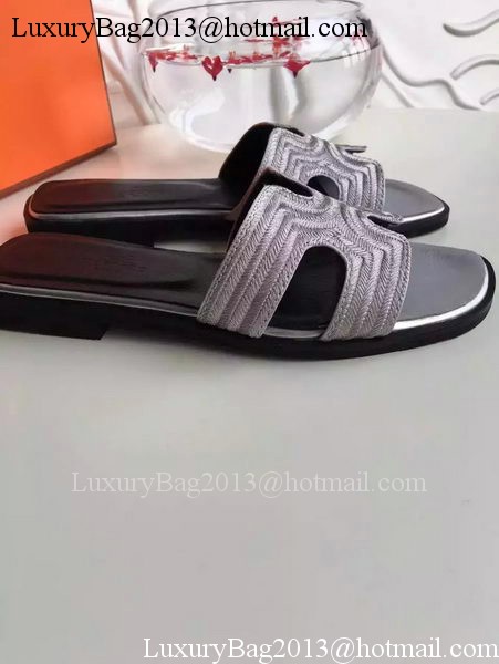 Hermes Slippers Leather HO698 Grey