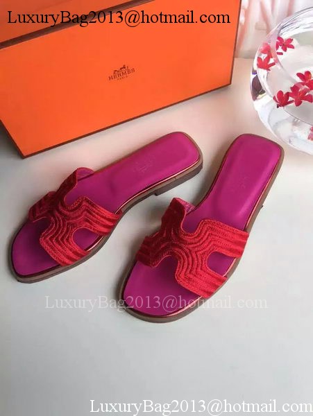 Hermes Slippers Leather HO698 Red