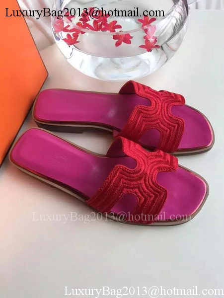 Hermes Slippers Leather HO698 Red