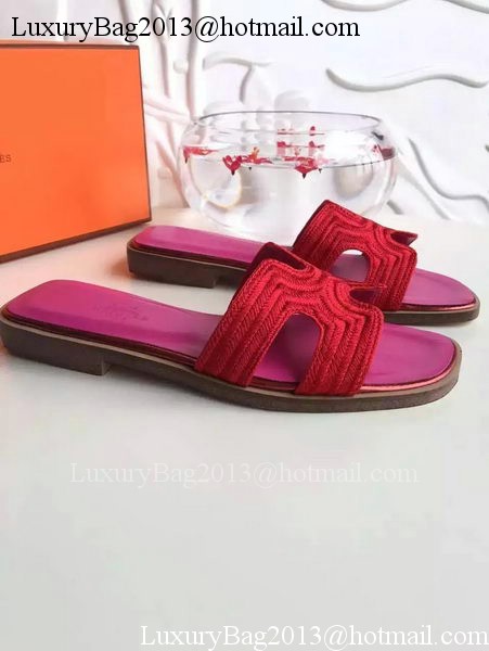 Hermes Slippers Leather HO698 Red