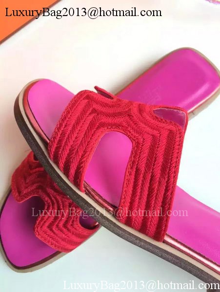 Hermes Slippers Leather HO698 Red