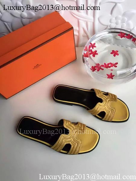 Hermes Slippers Leather HO698 Yellow