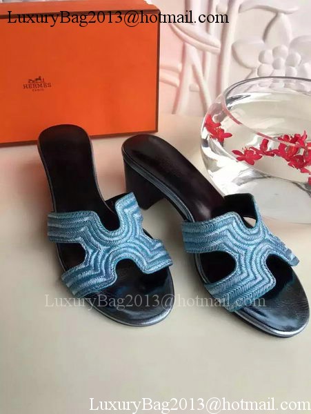 Hermes Slippers Leather HO703 Blue