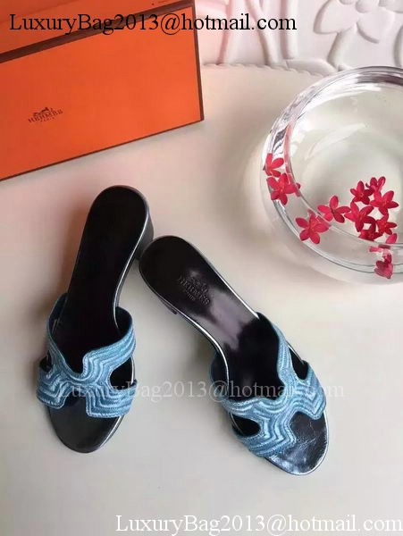 Hermes Slippers Leather HO703 Blue