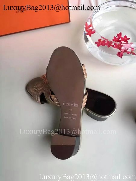 Hermes Slippers Leather HO703 Gold