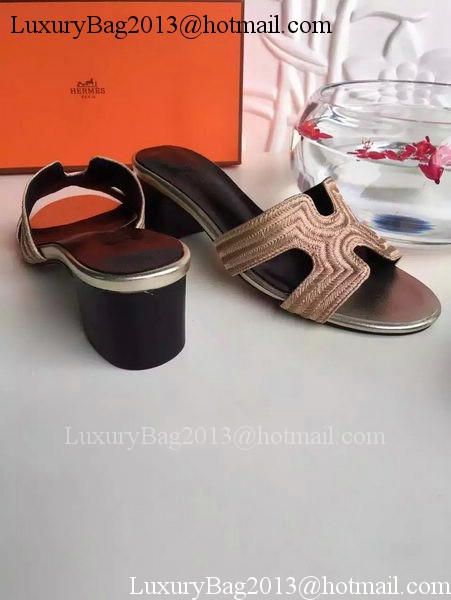 Hermes Slippers Leather HO703 Gold