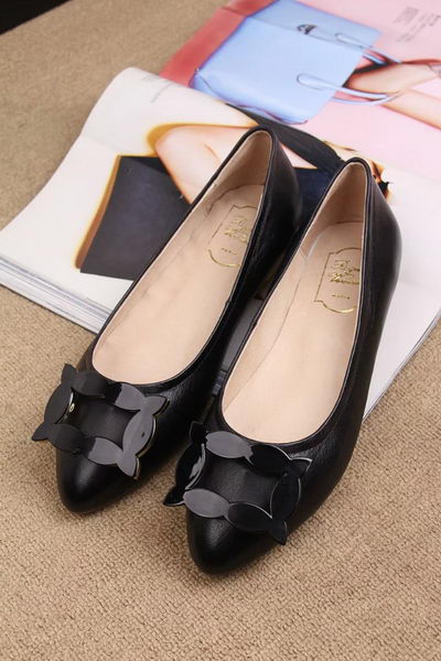 Roger Vivier Leather Ballerina Shoe RV319 Black