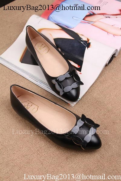 Roger Vivier Leather Ballerina Shoe RV319 Black