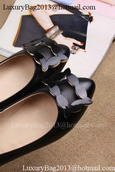 Roger Vivier Leather Ballerina Shoe RV319 Black