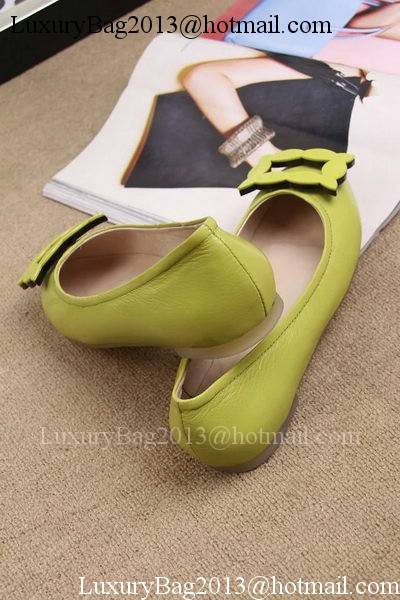 Roger Vivier Leather Ballerina Shoe RV319 Yellow