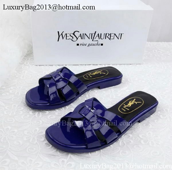 Yves Saint Laurent Patent Leather Slipper YSL287 Blue