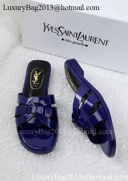 Yves Saint Laurent Patent Leather Slipper YSL287 Blue