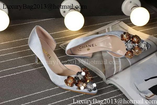 Chanel 70mm Leather Pump CH1749 Grey