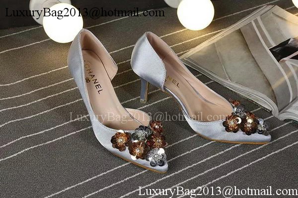 Chanel 70mm Leather Pump CH1749 Grey