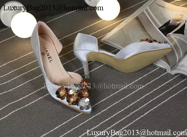 Chanel 70mm Leather Pump CH1749 Grey