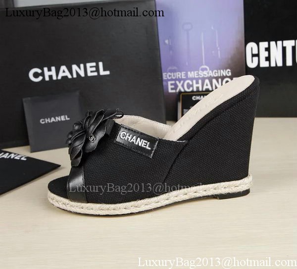 Chanel 90mm Leather Wedge CH1772 Black