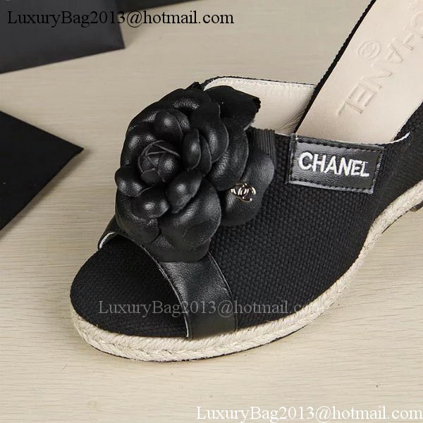 Chanel 90mm Leather Wedge CH1772 Black