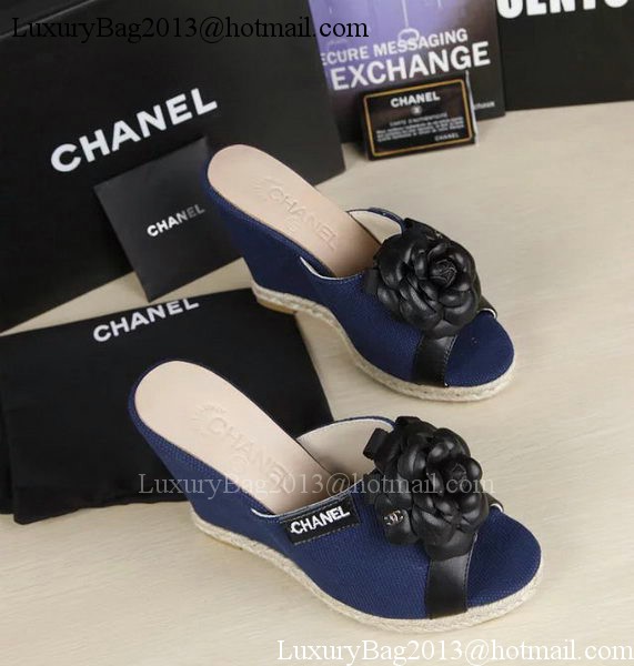 Chanel 90mm Leather Wedge CH1772 Blue