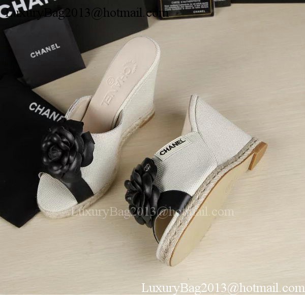 Chanel 90mm Leather Wedge CH1772 OffWhite